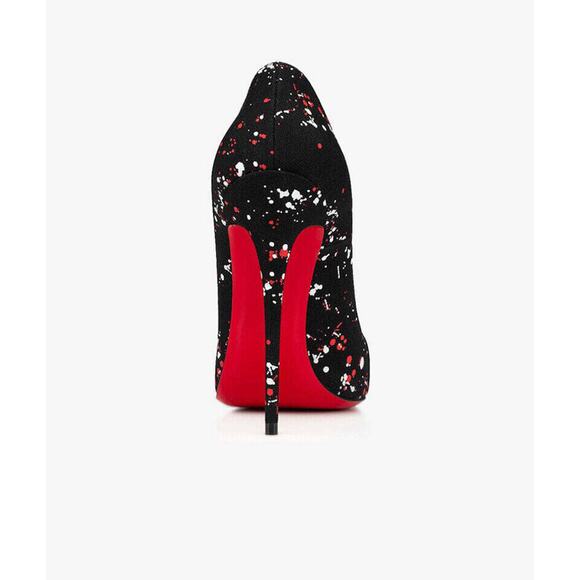 Christian Louboutin So Kate 120 Toile Splash Black Red White Heel Pump 39.5 - Picture 10 of 12